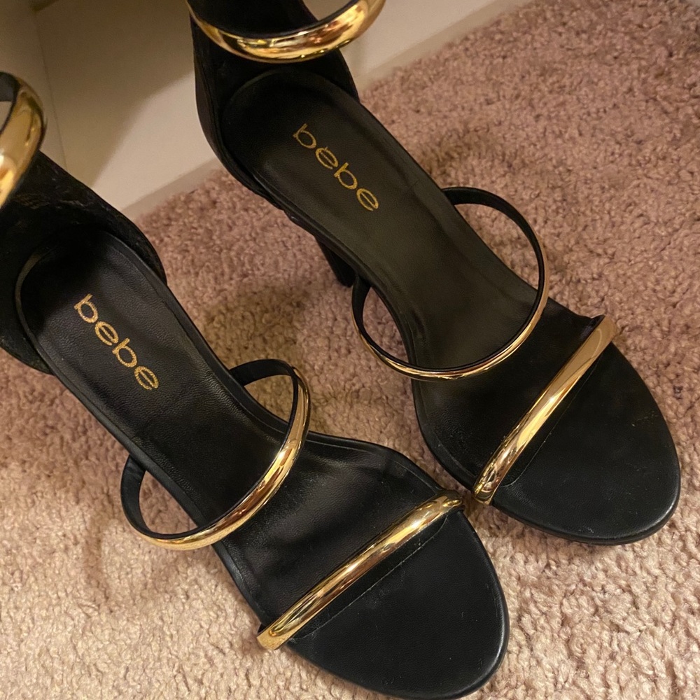 Black and Gold BEBE Heels Size 6
